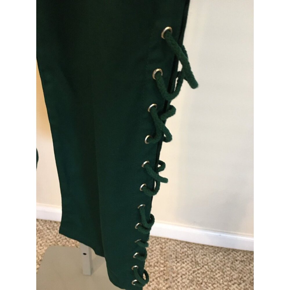 The Pirate Dressing Halloween Costume Pants Dark Green Lace Tie Sides Mens Large - Picture 10 of 11